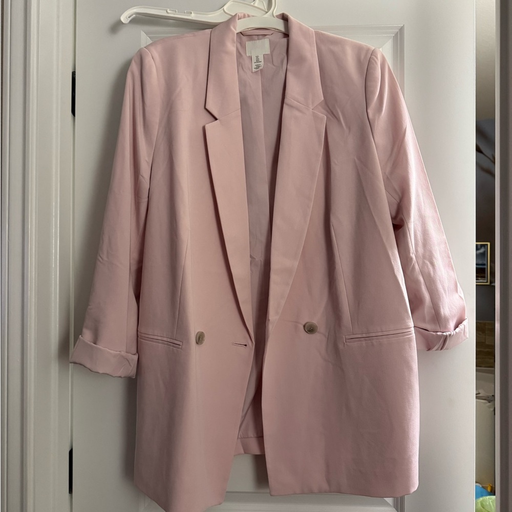 H&M Pale Pink Double-Button Blazer oversized